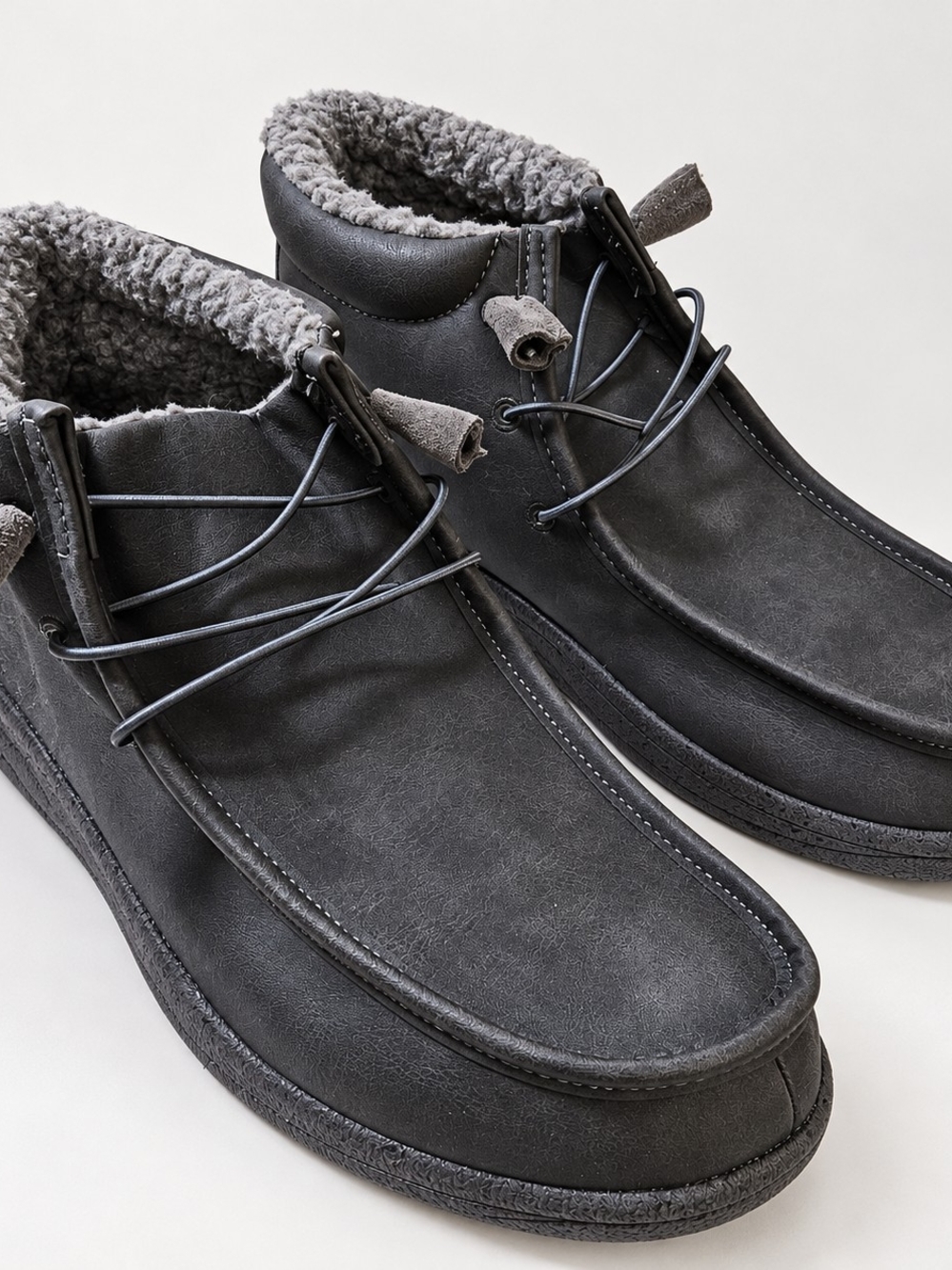 LAMO Trent Men’s Size 10 Charcoal Faux Wool Lined Moc Toe Ankle Boots